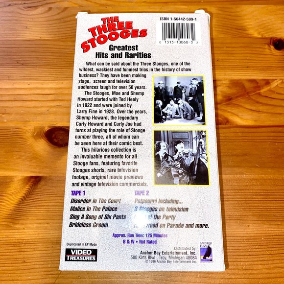 Vintage The Three Stooges Greatest Hits and Rarities VHS, 1999, 2-Tape Set TV - Picture 2 of 4